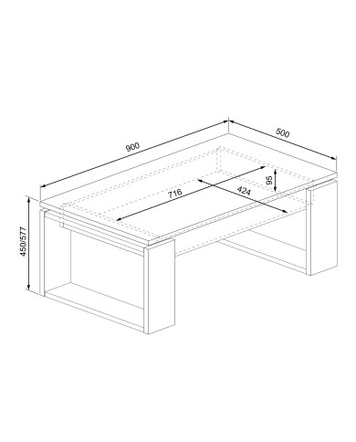 Mesa centro elevable Rubi II estilo industrial