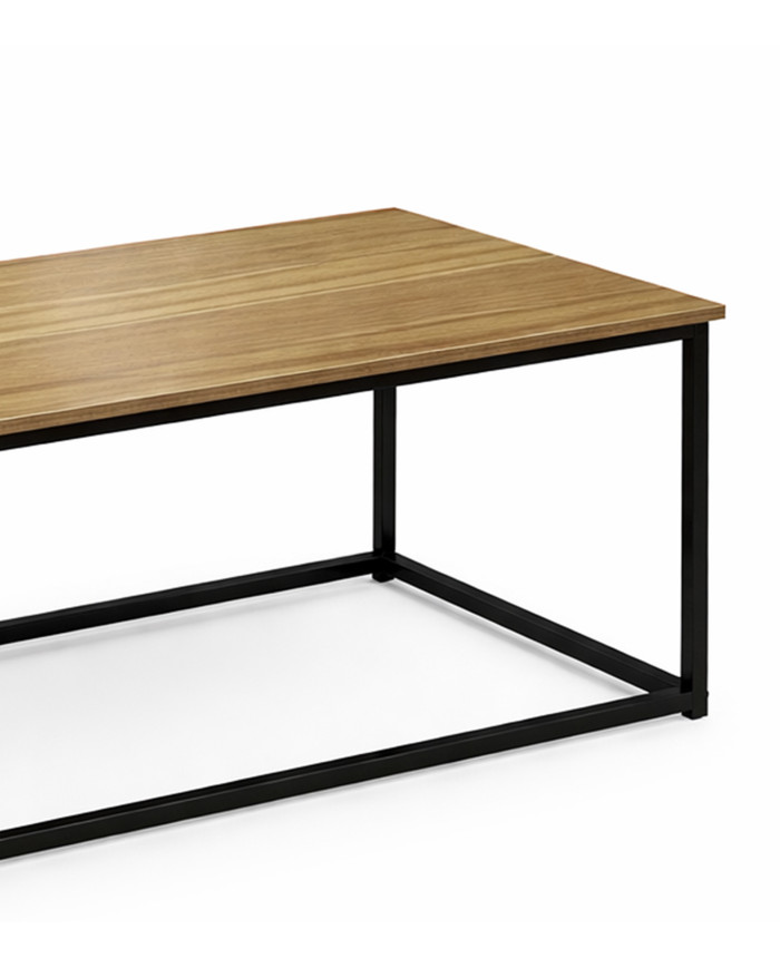 Mesa de centro Kraft roble con patas metálicas