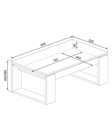 Mesa de centro elevable Rubi con almacenaje