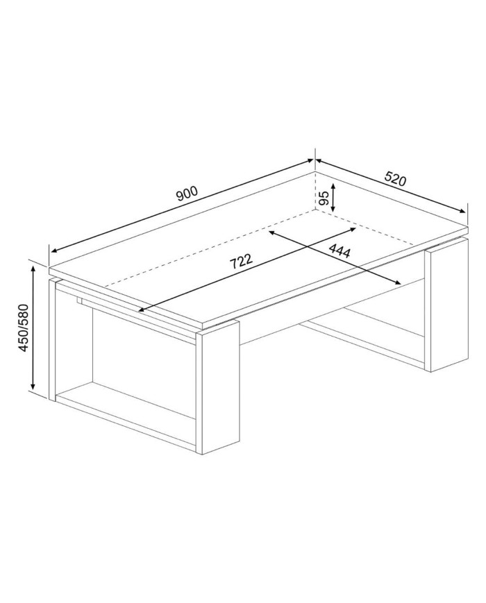 Mesa de centro elevable Rubi con almacenaje