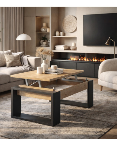 Mesa de centro elevable Rubi con almacenaje