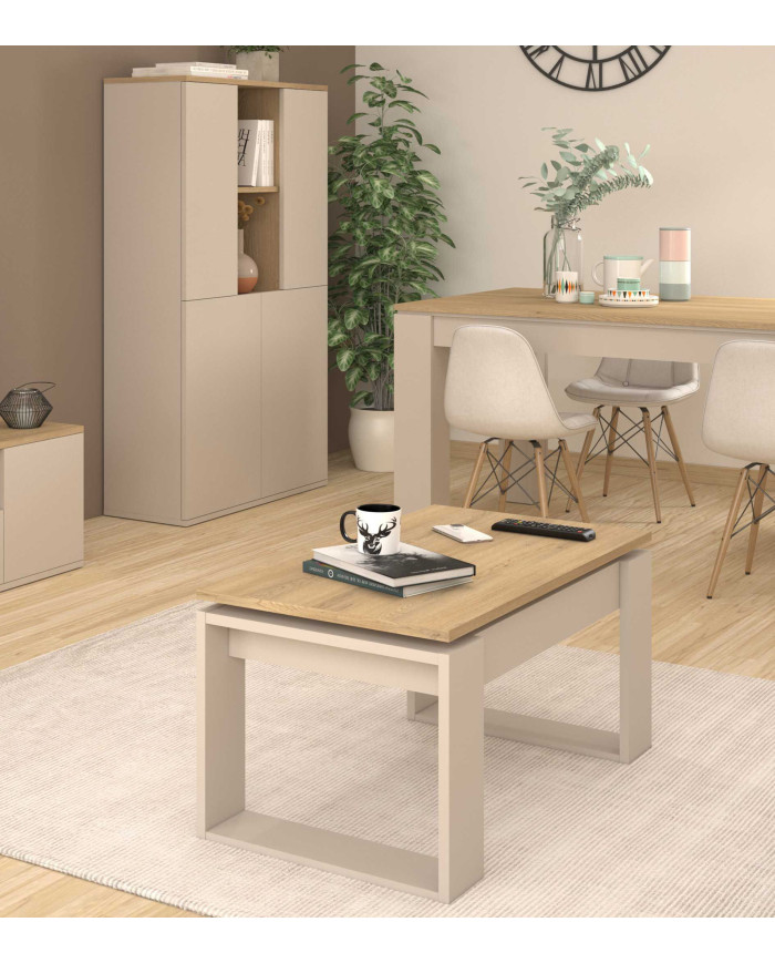 Mesa de centro elevable Rubi II con almacenaje