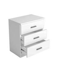 Mesita de noche Elara 3 cajones blanca