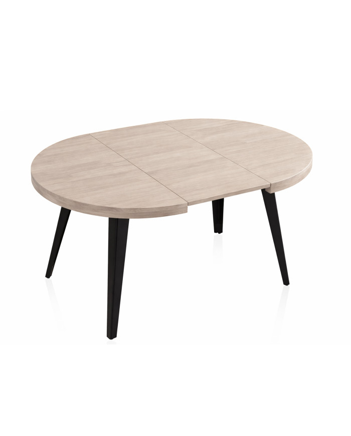 Mesa de comedor extensible Alpes melamina patas negras