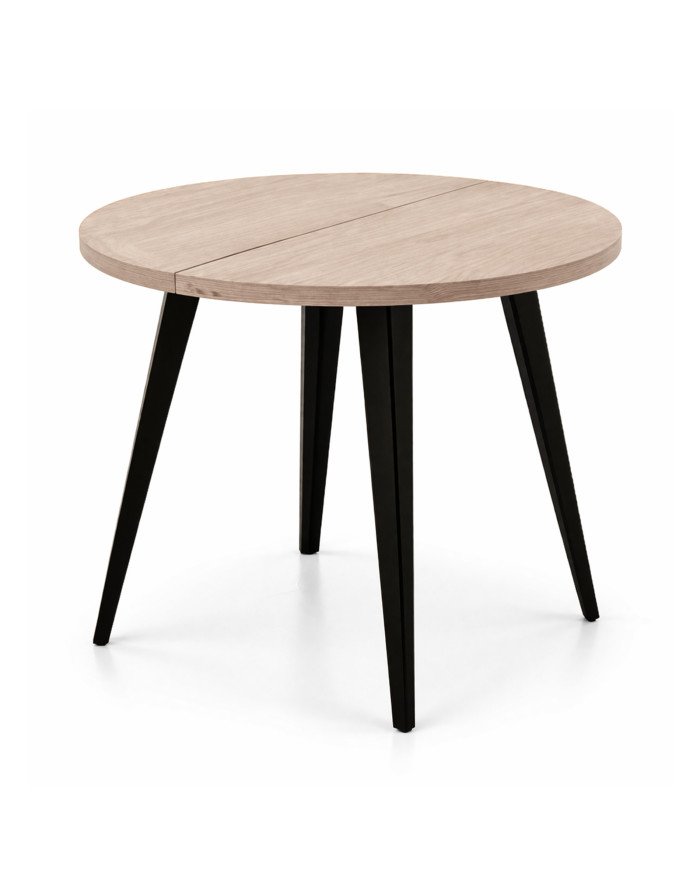 Mesa de comedor extensible Alpes melamina patas negras