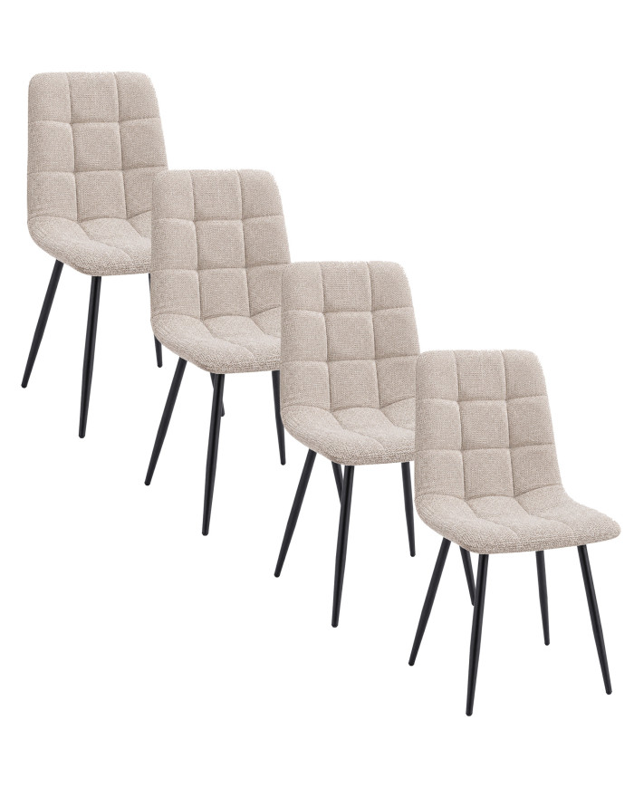 Sillas Astrid pack de 4 tapizadas con patas metálicas