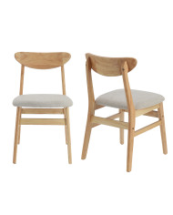 Elegante Pack de 2 Sillas de Comedor Dover - de Tela y Madera Natural