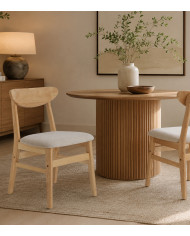 Elegante Pack de 2 Sillas de Comedor Dover - de Tela y Madera Natural