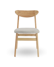 Elegante Pack de 2 Sillas de Comedor Dover - de Tela y Madera Natural
