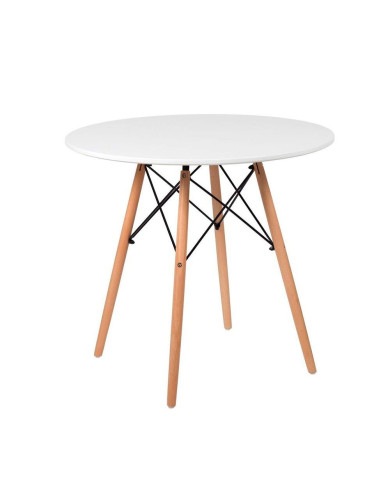 Pack mesa redonda Nórdica blanca de 80 cm con 4 sillas Tulipa