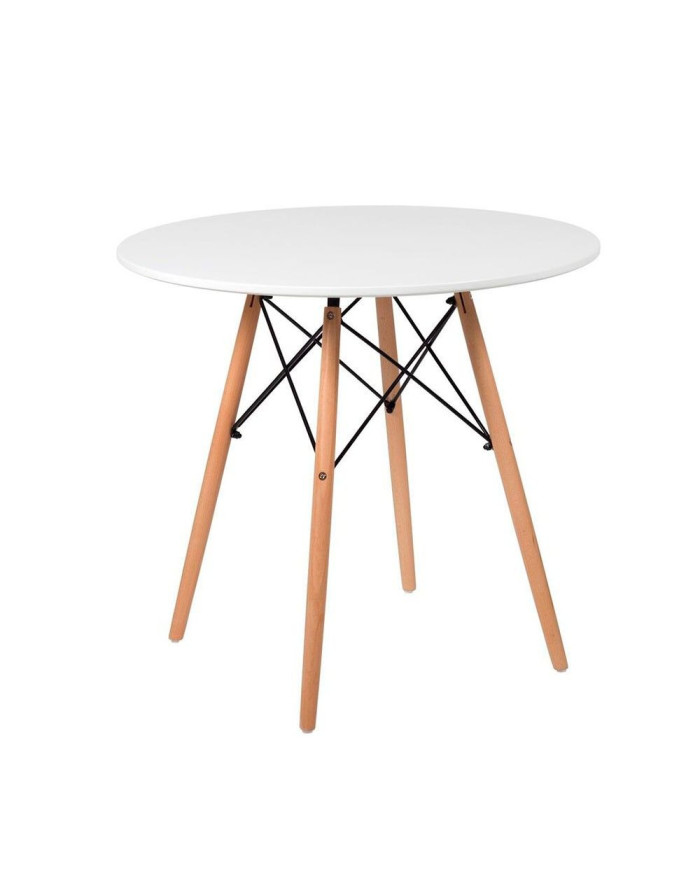 Pack mesa redonda Nórdica blanca de 80 cm con 4 sillas Tulipa