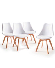 Pack mesa redonda Nórdica blanca de 80 cm con 4 sillas Tulipa