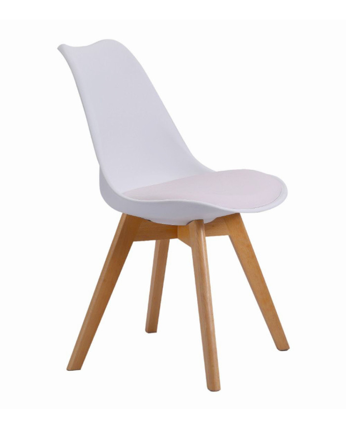 Pack mesa redonda Nórdica blanca de 80 cm con 4 sillas Tulipa
