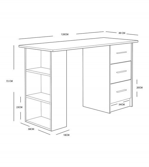 Mesa Escritorio - Escritorio De Ordenador - 120 X 49 X 72 Cm - 3