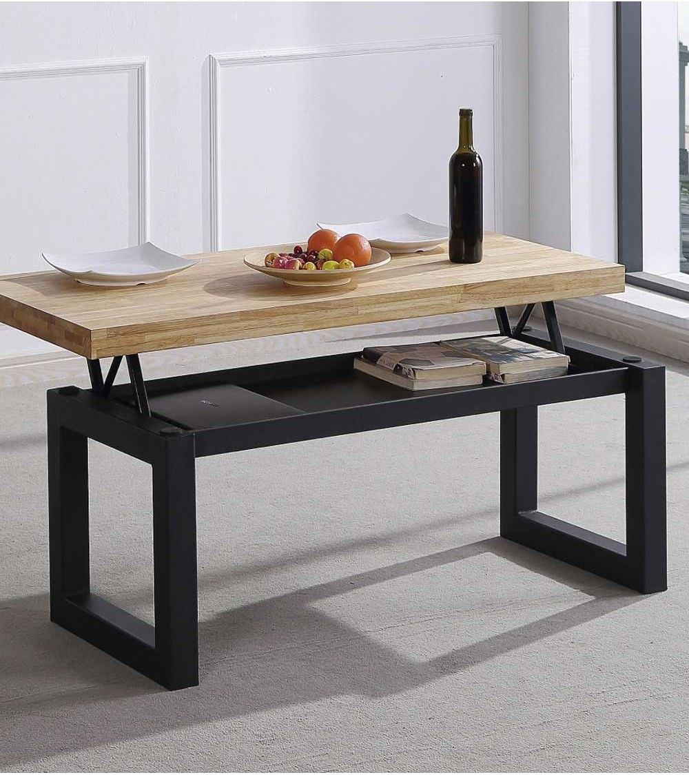 Mesa de centro elevable DAREK, madera industrial