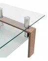 Mesa de centro Kendra - Mesa de centro de cristal y madera