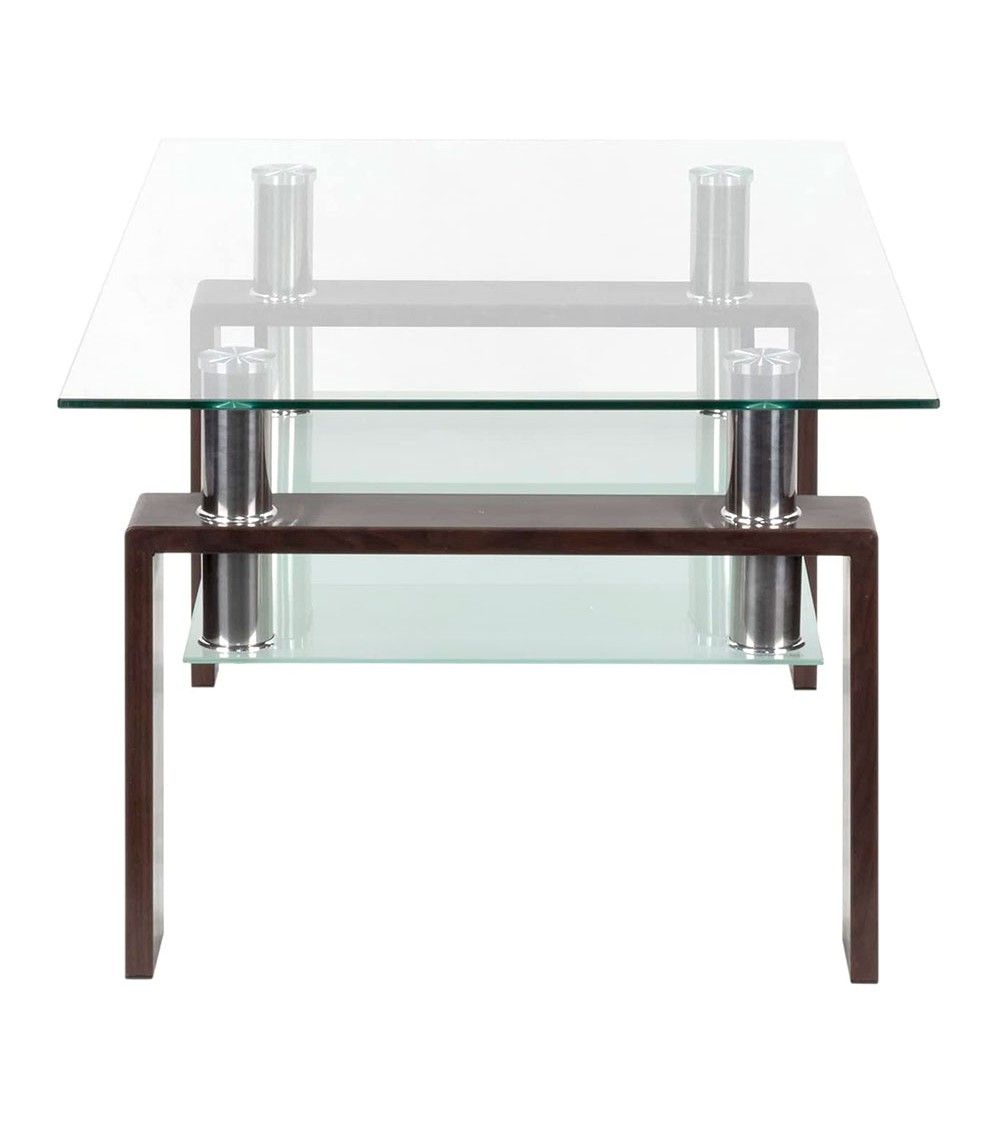 Mesa de centro Kendra - Mesa de centro de cristal y madera Mesa de centro Kendra - Mesa de centro de cristal y madera