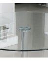 Mesa redonda de cristal RUNA con pata metálica