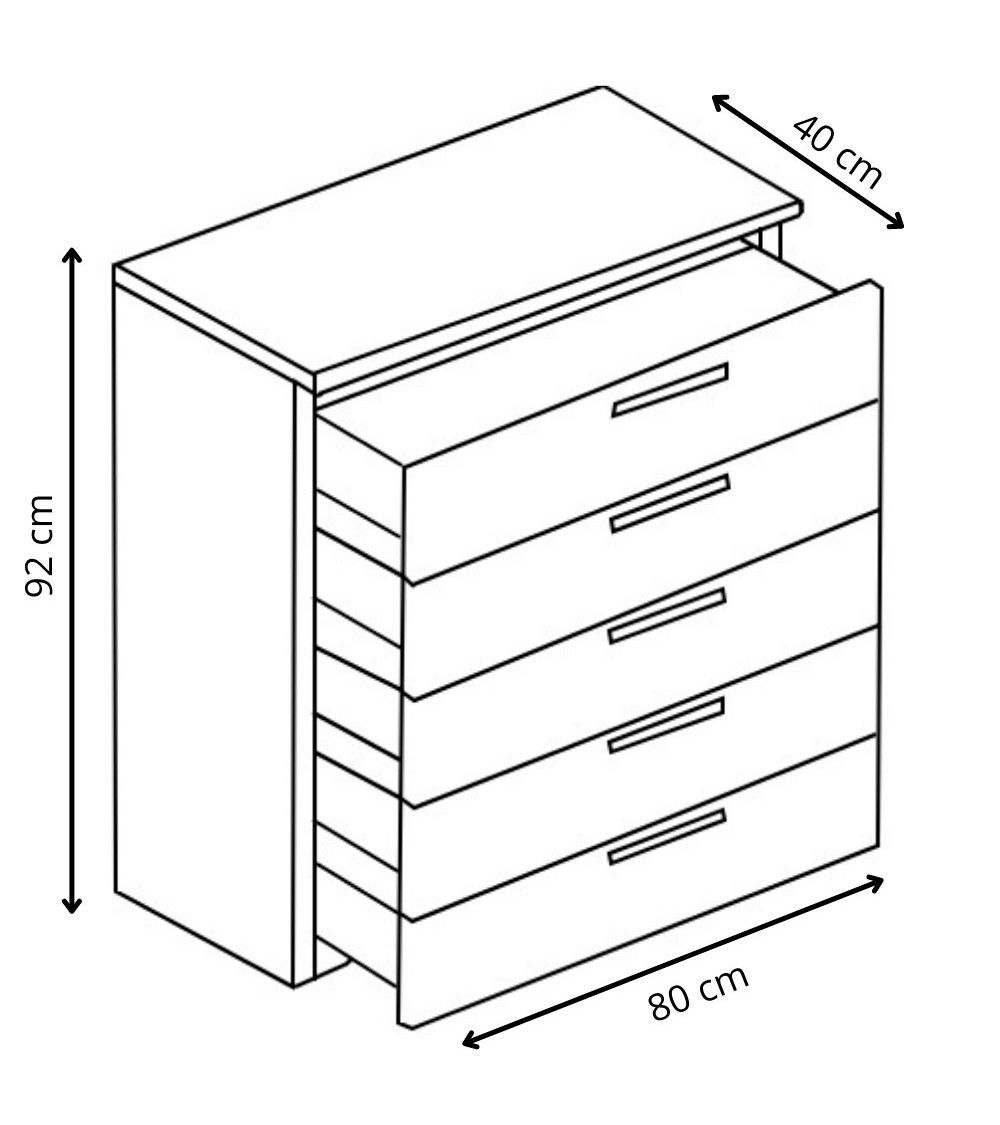 Cómoda de 5 cajones CUBE – Moderna y Atemporal Cómoda de 5 cajones CUBE – Moderna y Atemporal