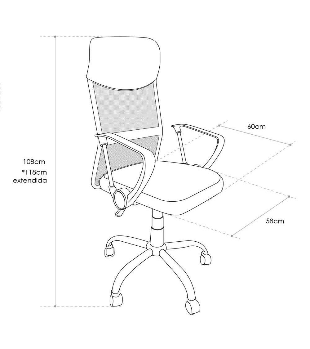 Silla de escritorio Jasper, ergonómica y tapizada