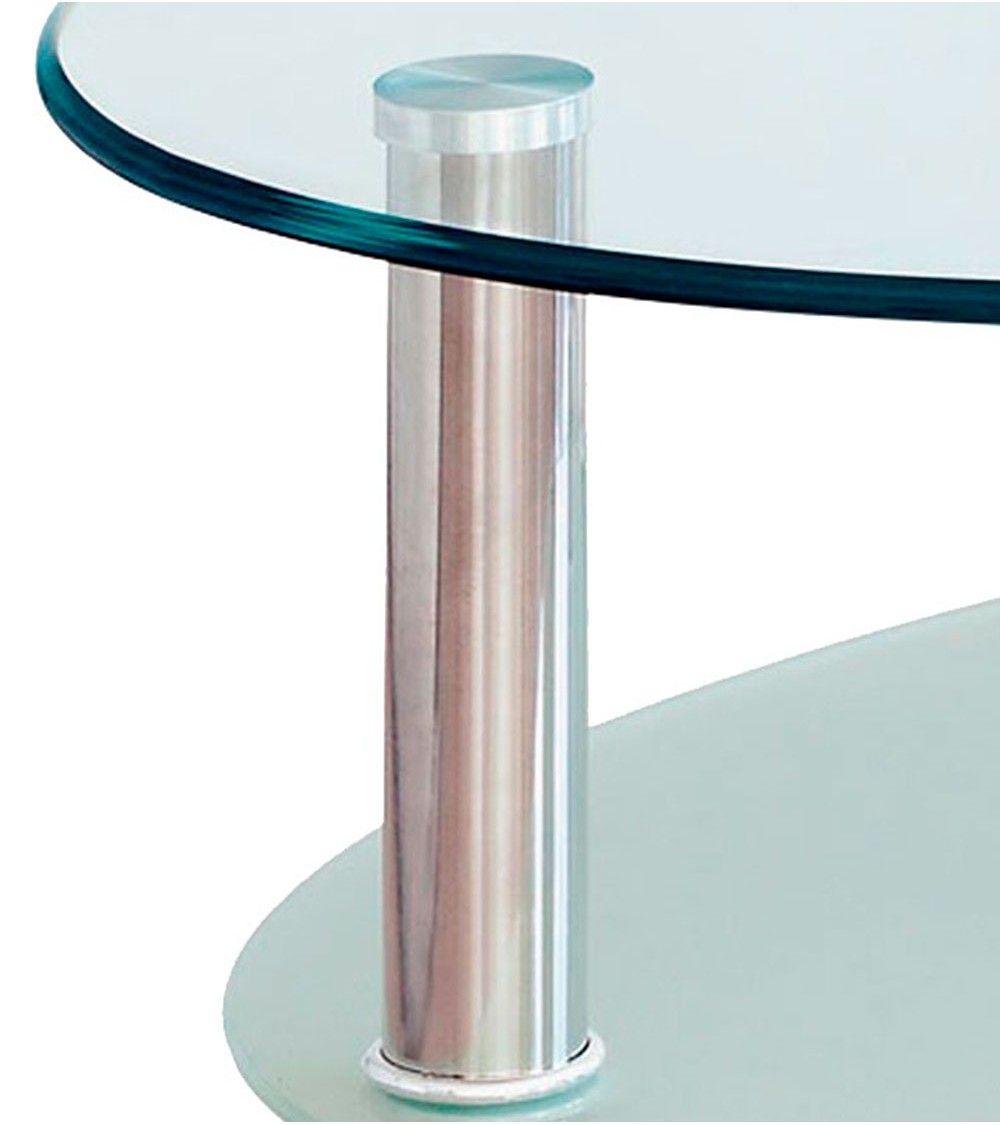 Mesa centro cristal DENISE, ovalada con revistero