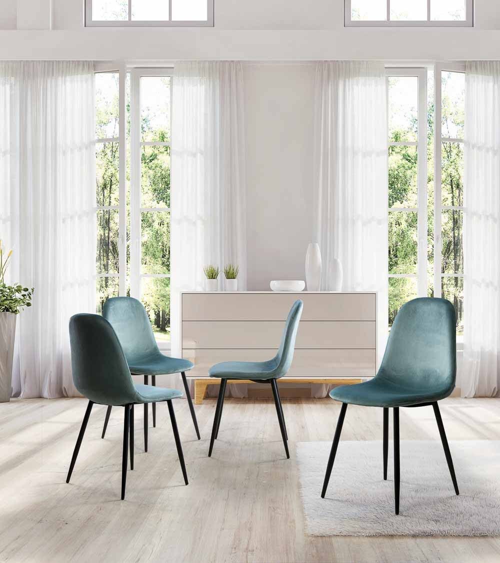 Sillas de comedor de terciopelo SWEDEN - Pack 4 Uds.