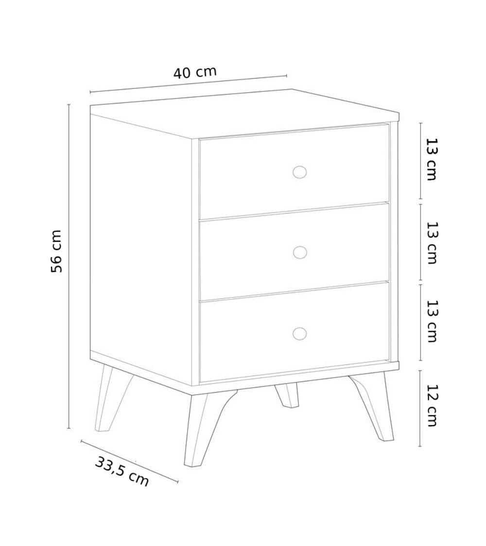 Mesita de noche blanca nórdica CANDY