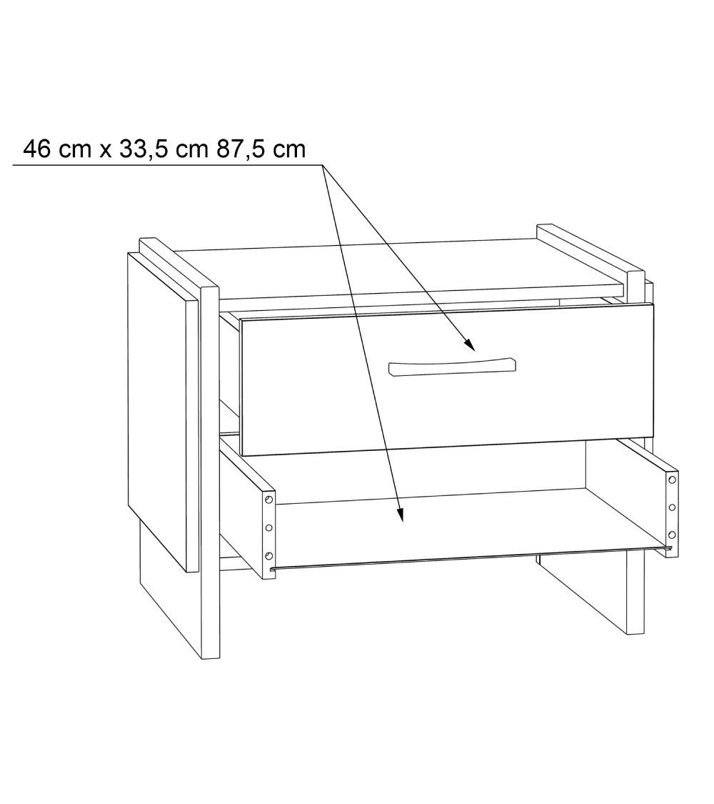 Mesita de noche 2 cajones estilo industrial FRANK