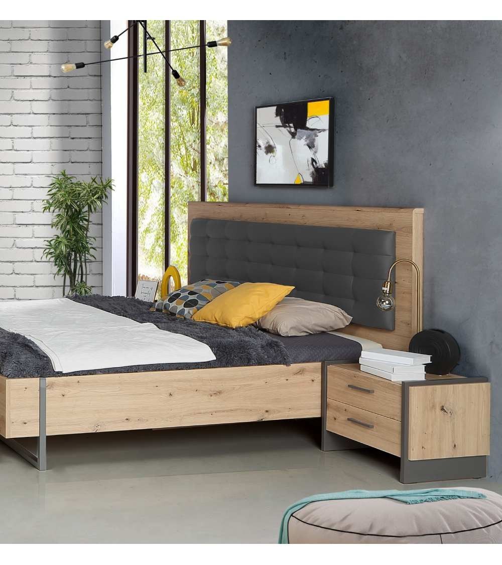 Mesita de noche 2 cajones estilo industrial FRANK