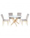 Mesa comedor redonda de cristal DAN patas cruzadas Mesa comedor redonda de cristal DAN patas cruzadas