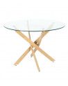 Mesa comedor redonda de cristal DAN patas cruzadas Mesa comedor redonda de cristal DAN patas cruzadas