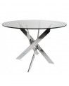 Mesa comedor redonda de cristal DAN patas cruzadas