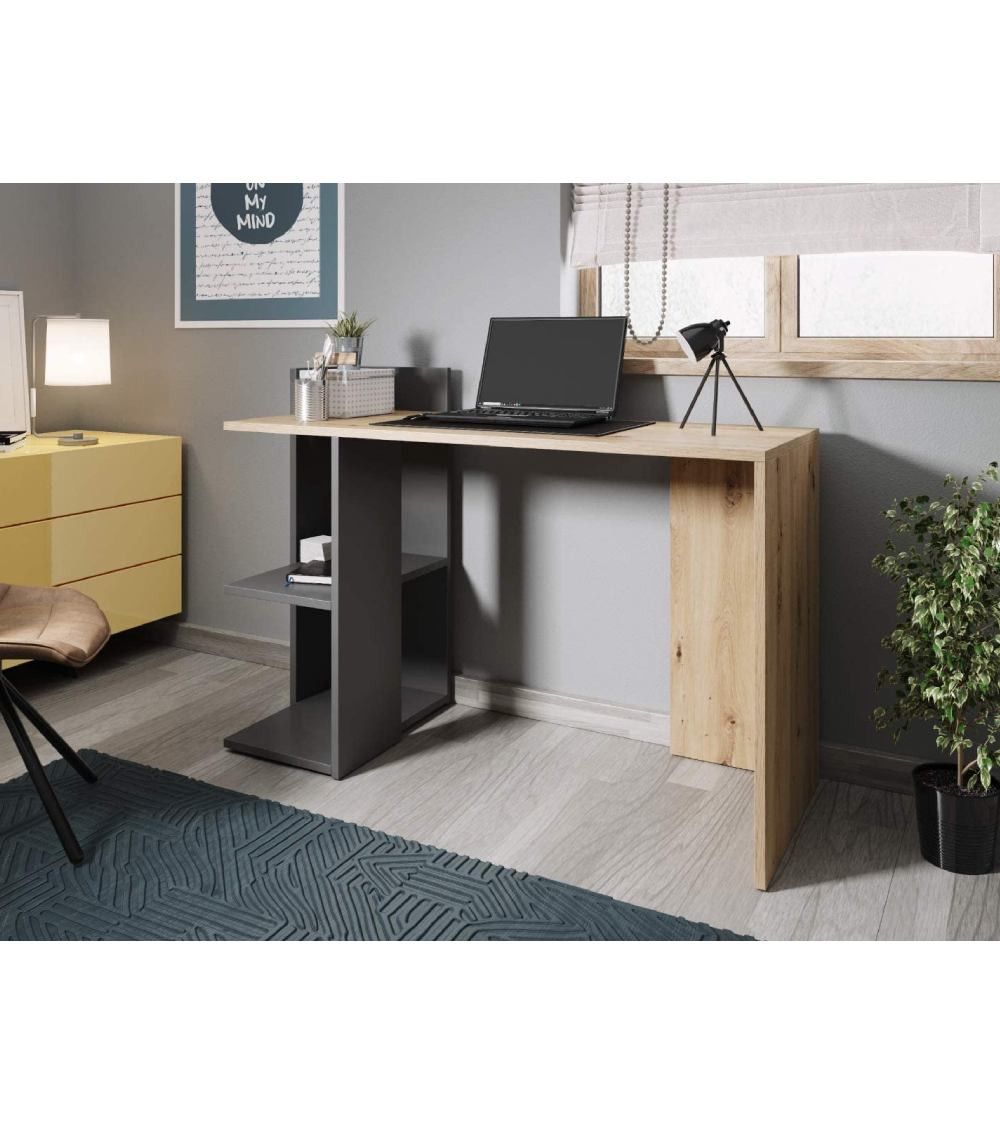 Mesa escritorio industrial con estantería TOKIO II