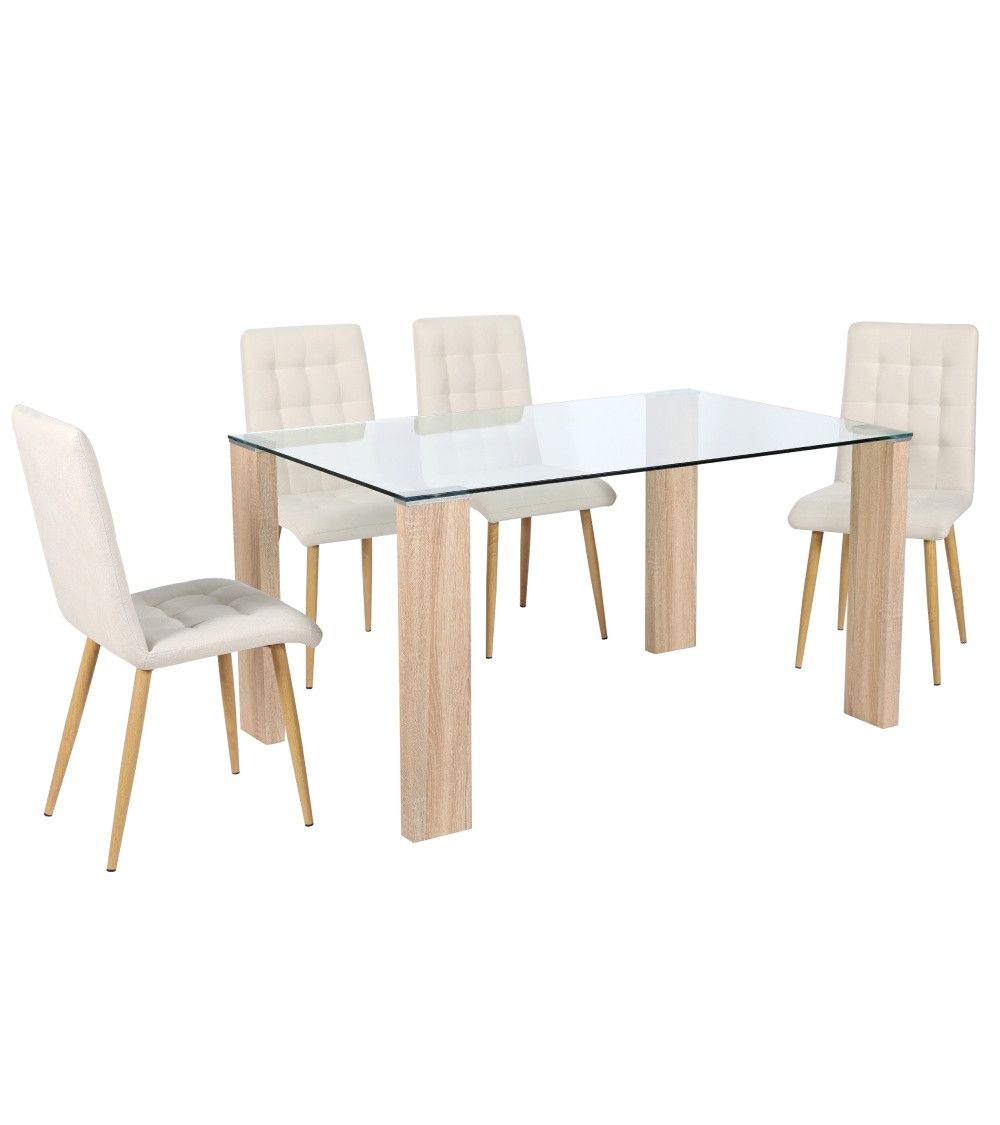 Mesa comedor rectangular cristal CANNES
