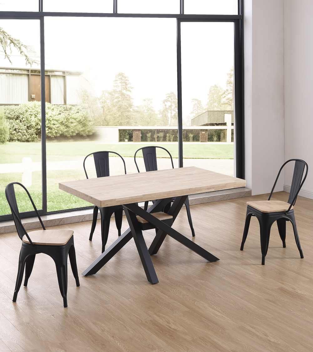 Mesa comedor industrial GAEL patas metal cruzadas