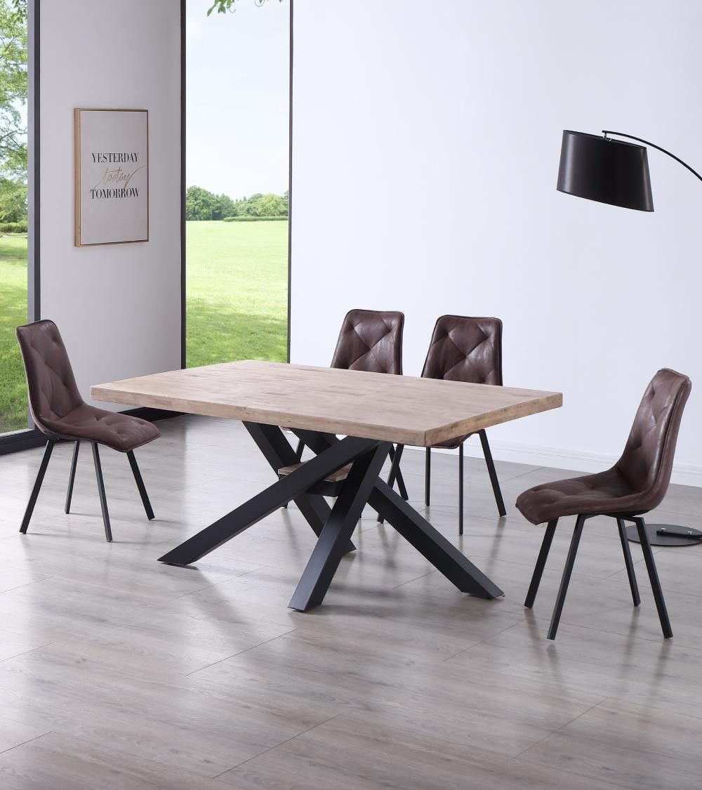 Mesa comedor industrial GAEL patas metal cruzadas