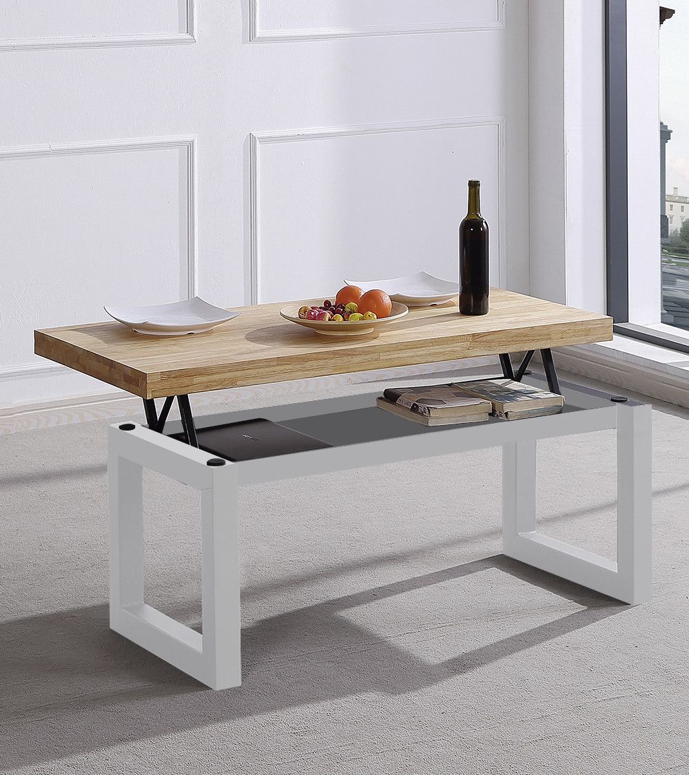 Mesa de centro elevable DAREK, madera industrial