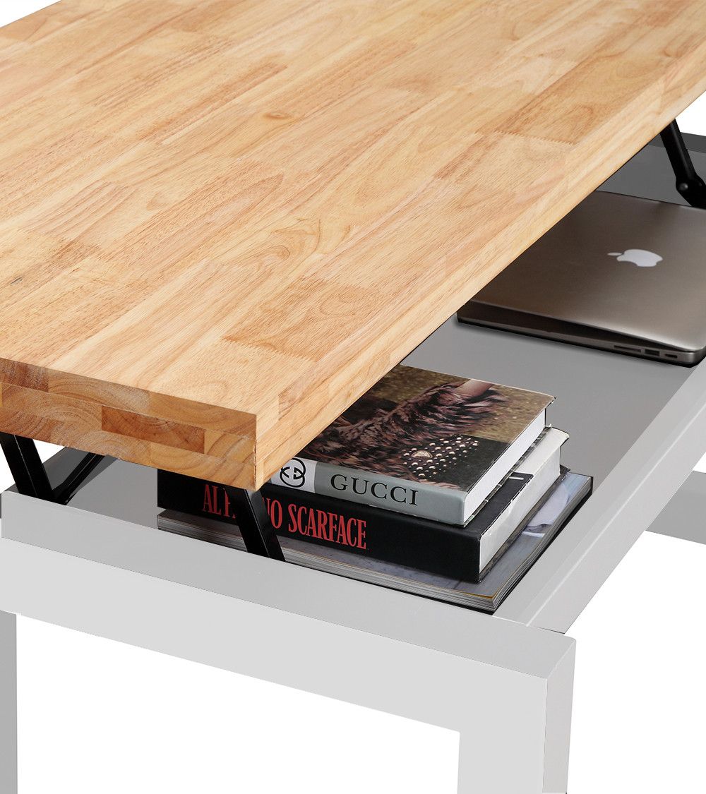 Mesa de centro elevable DAREK, madera industrial