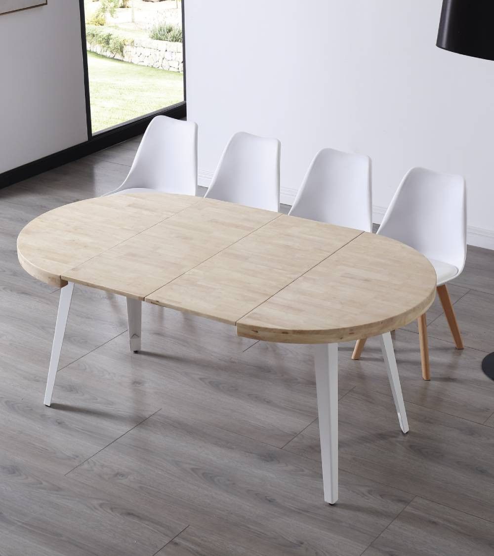 Mesa comedor redonda extensible industrial SKADI