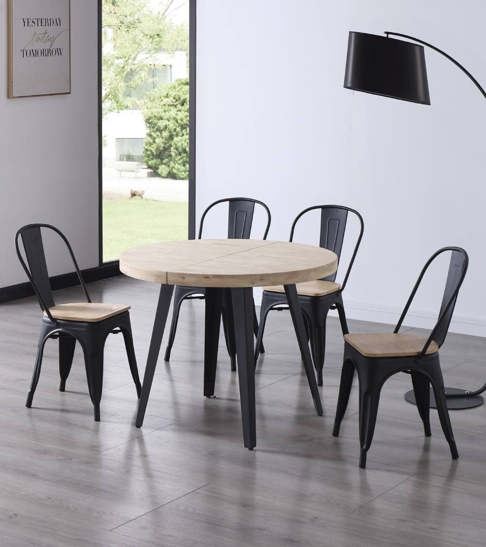 Mesa comedor redonda extensible industrial SKADI Mesa comedor redonda extensible industrial SKADI
