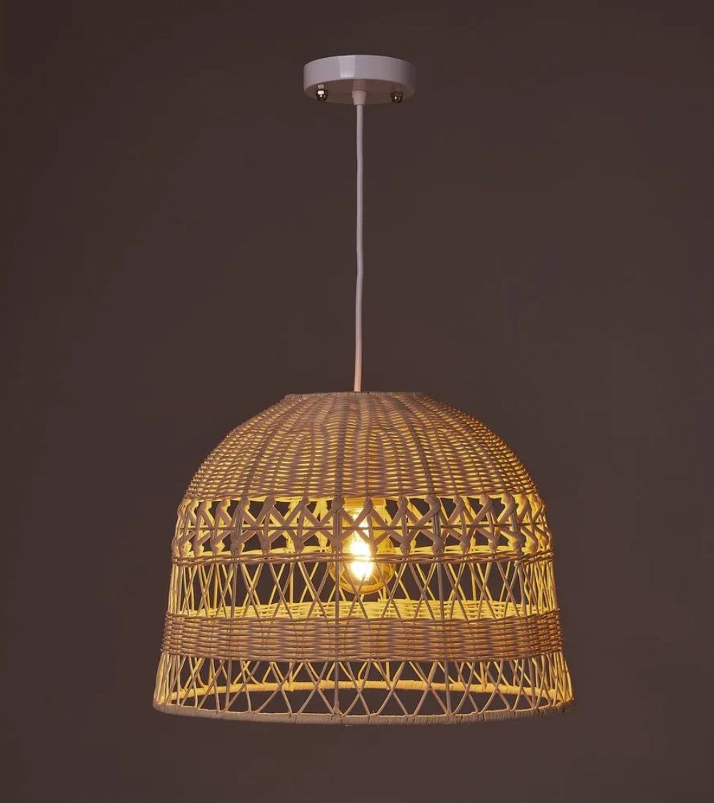 Lámpara de techo BIANCA, blanca de ratán