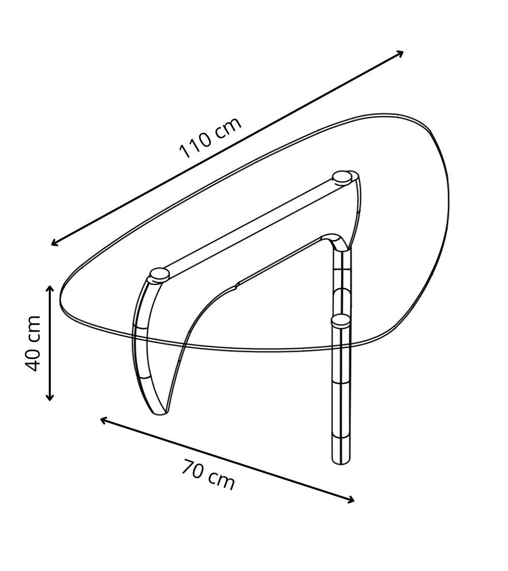 Mesa centro cristal ovalada LUCY