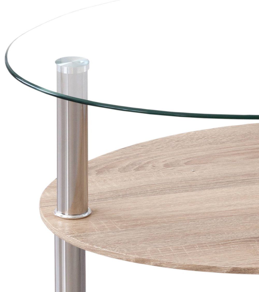 Mesa centro cristal DENISE, ovalada con revistero