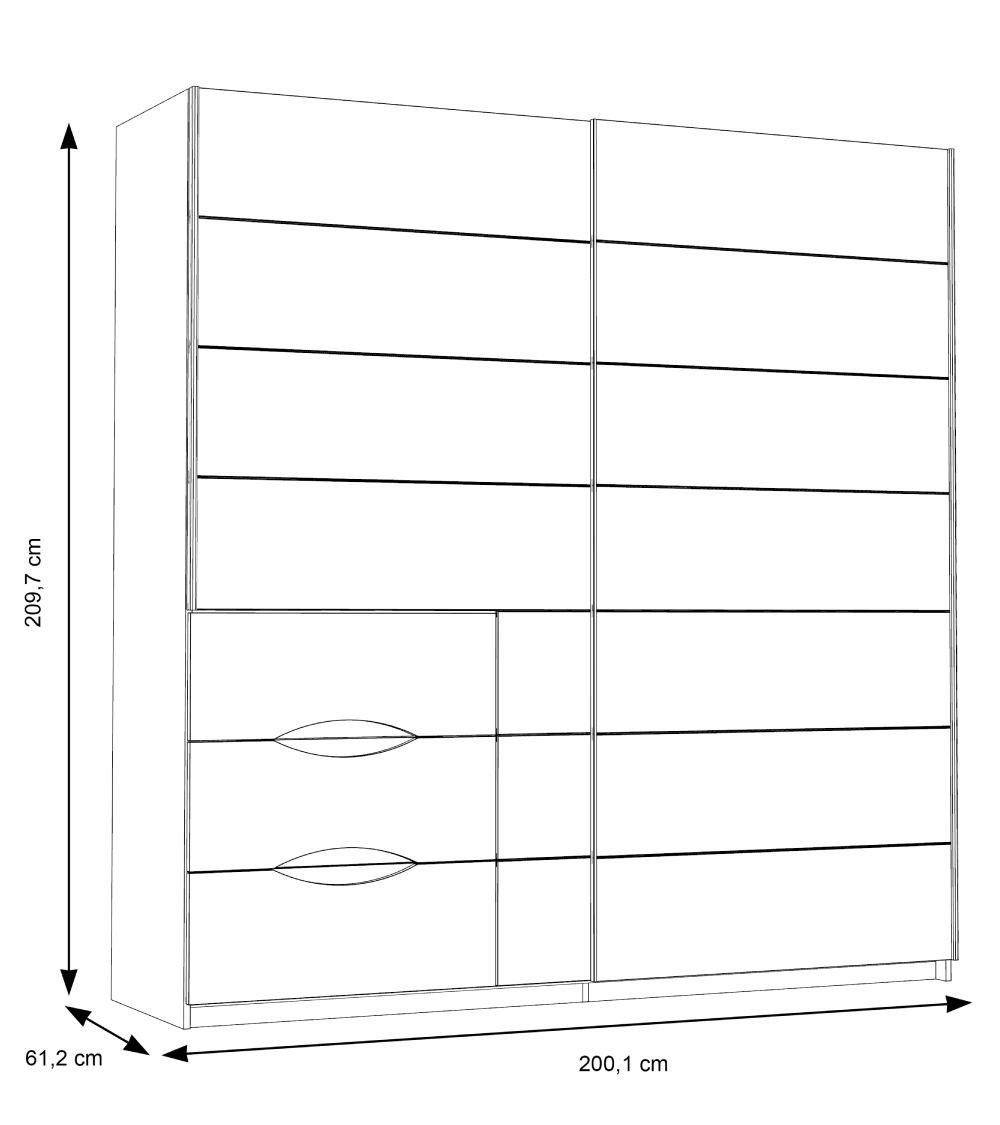 Armario 200 cm puertas correderas + cajonera SATURN Armario 200 cm puertas correderas + cajonera SATURN