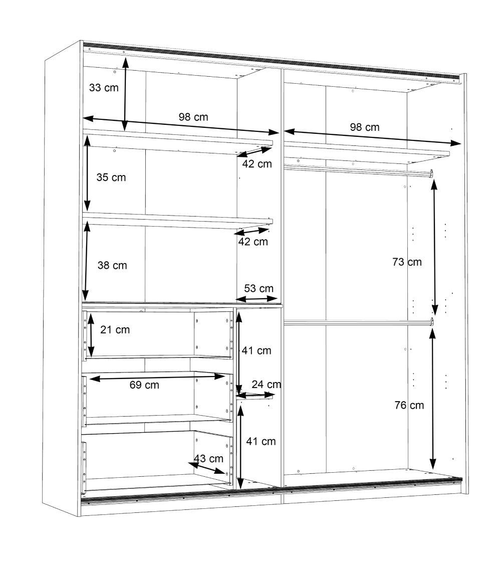 Armario 200 cm puertas correderas + cajonera SATURN Armario 200 cm puertas correderas + cajonera SATURN