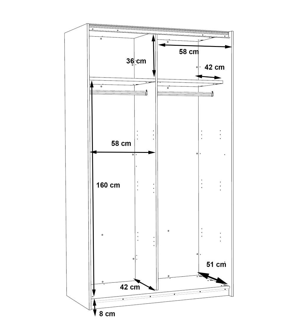 Armario puertas correderas Winter (120 cm ancho) | Cambia Tus Muebles Armario puertas correderas Winter (120 cm ancho) | Cambia Tus Muebles