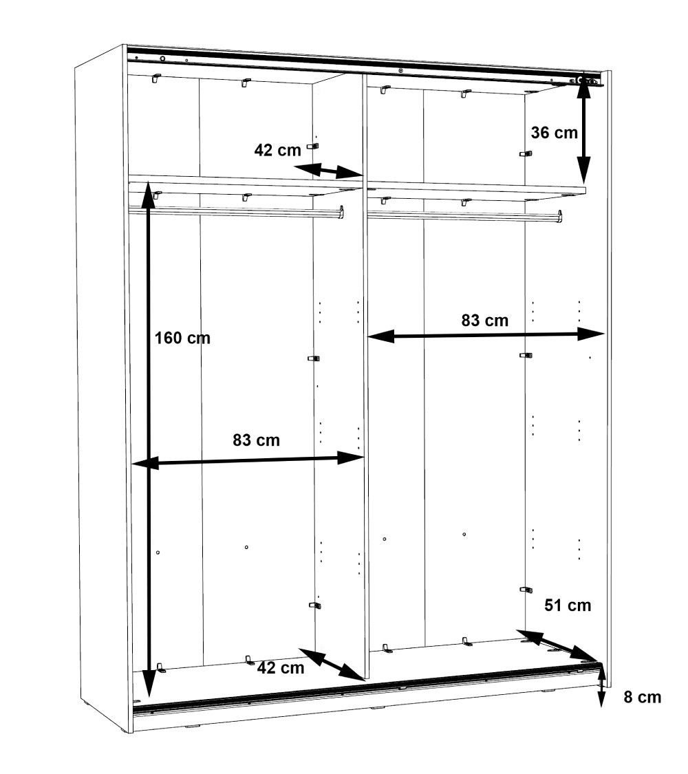 Armario puertas correderas Winter (170 cm ancho)