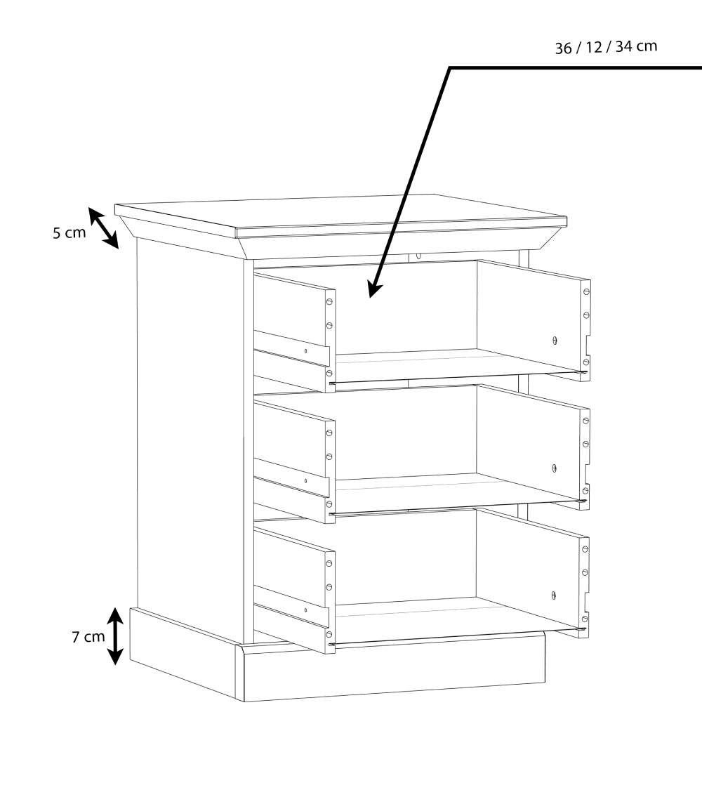 Mesita de noche 3 cajones KAREN