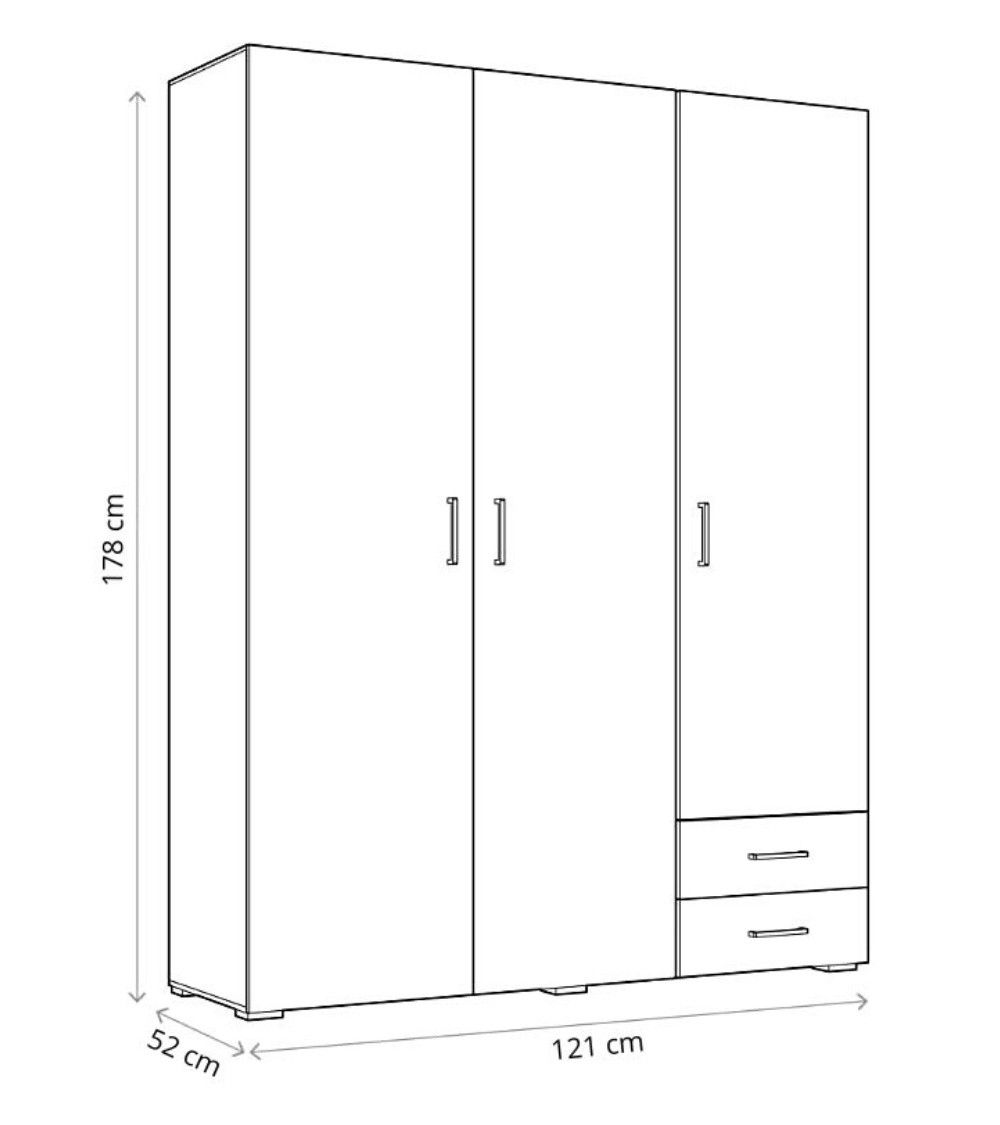 Armario 3 puertas + 2 cajones KALEB