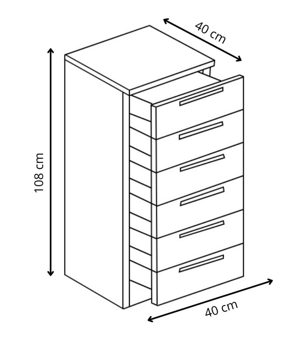 Sinfonier de 6 cajones CUBE - Cómoda alta moderna Sinfonier de 6 cajones CUBE - Cómoda alta moderna